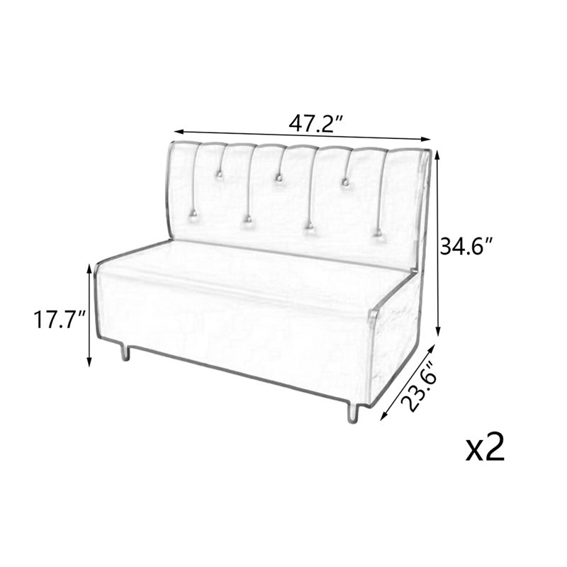 Banc rembourré en similicuir, Gris