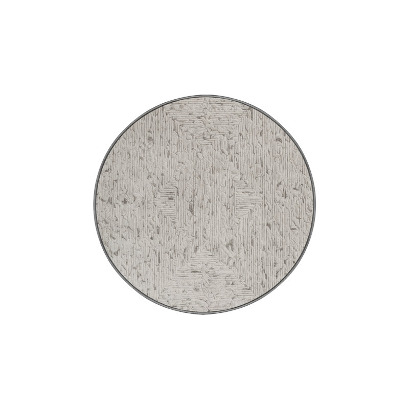 Machine Washable Gray Area Rug, Round 4'