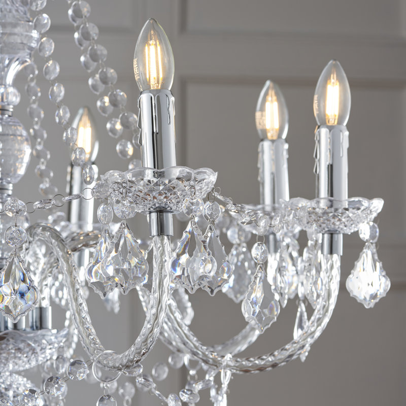 Atticus Candle Style Chandelier, Clear Acrylic, 8