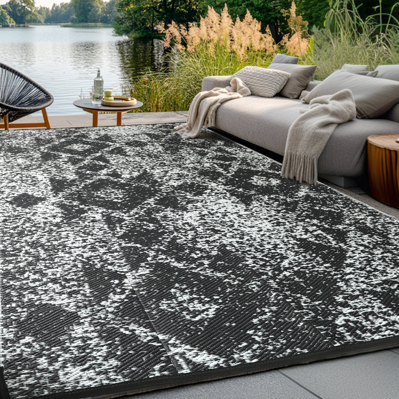 Costa Rica Grey Outdoor Rug, Rectangle 5' x 8'
