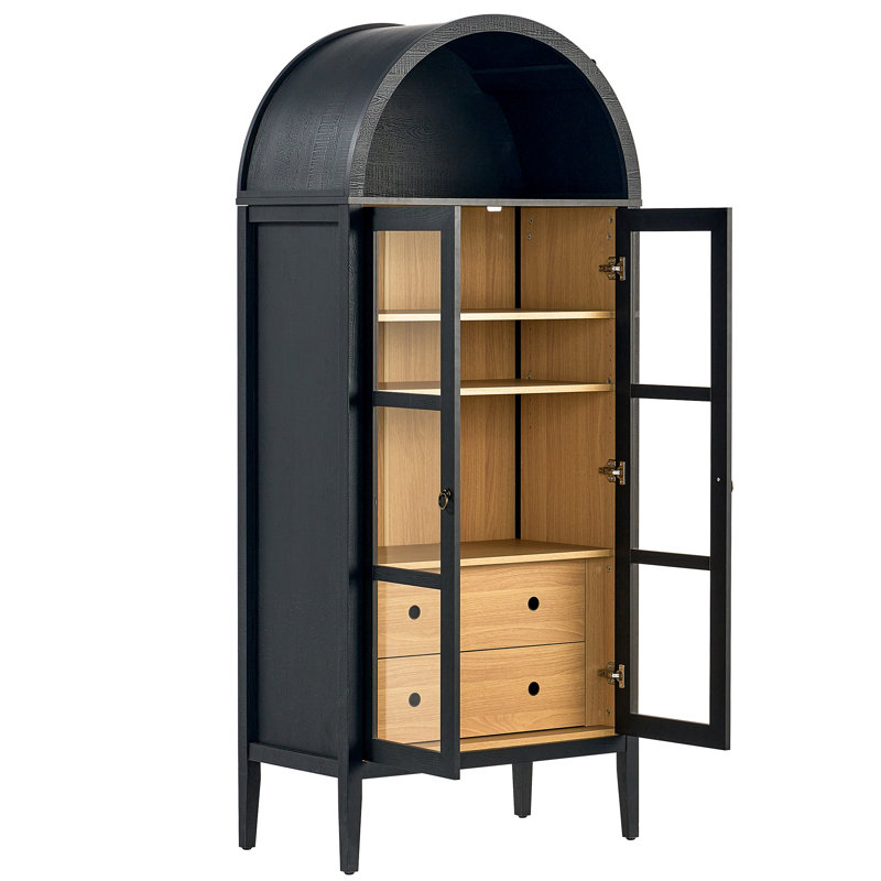 71" Tall Modern Kitchen Pantry With Drawer & Adjustable Shelves, Black