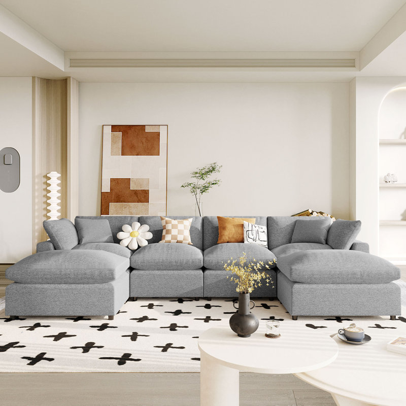 Canapé modulaire 3 pièces Cherryle, Polyester gris