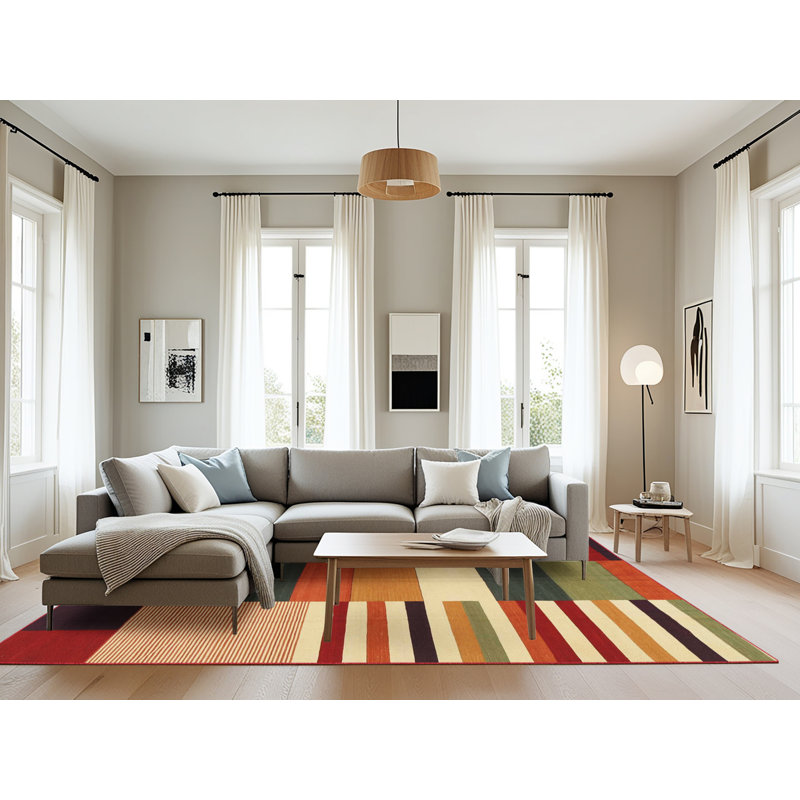 Tapis orange / beige / rouge Talanna, Rectangle 8 pi x 10 pi