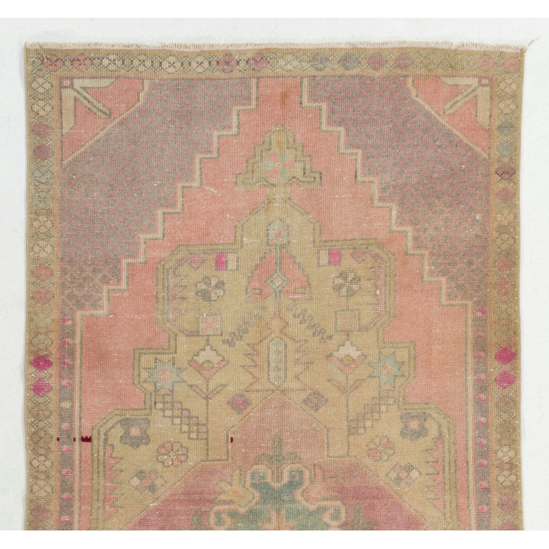 Tapis turc rétro noué à la main à motif géométrique