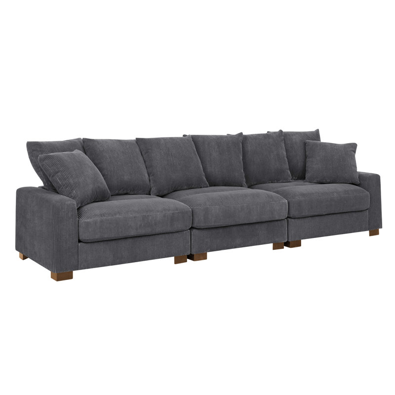 Yamal 122'' Corduroy Sofa, Gray