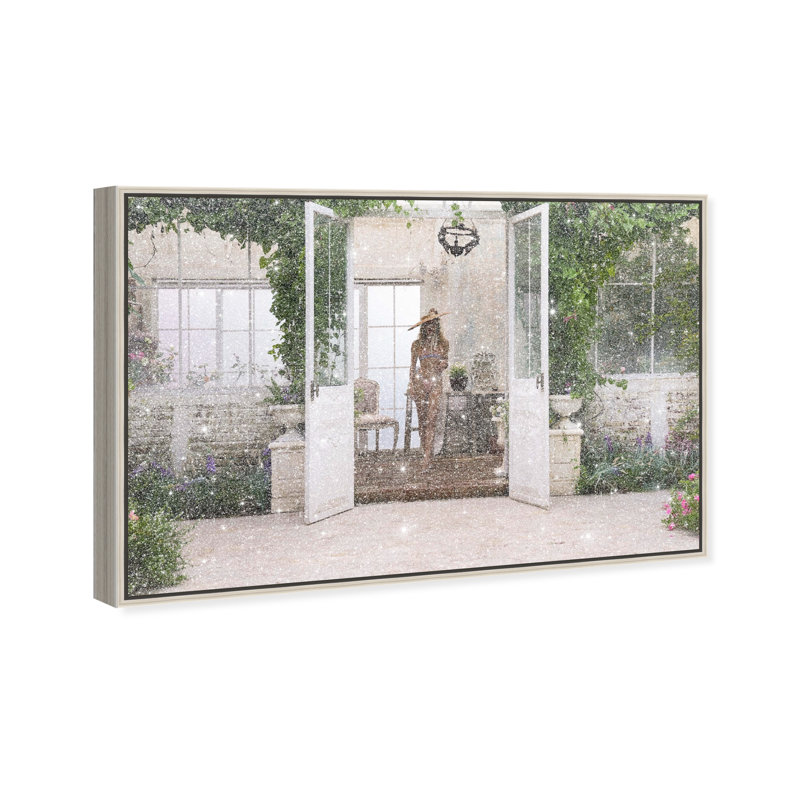 Through the garden doors Canvas Fashion Print by Oliver Gal, 21"H x 31"W, Silver Frame