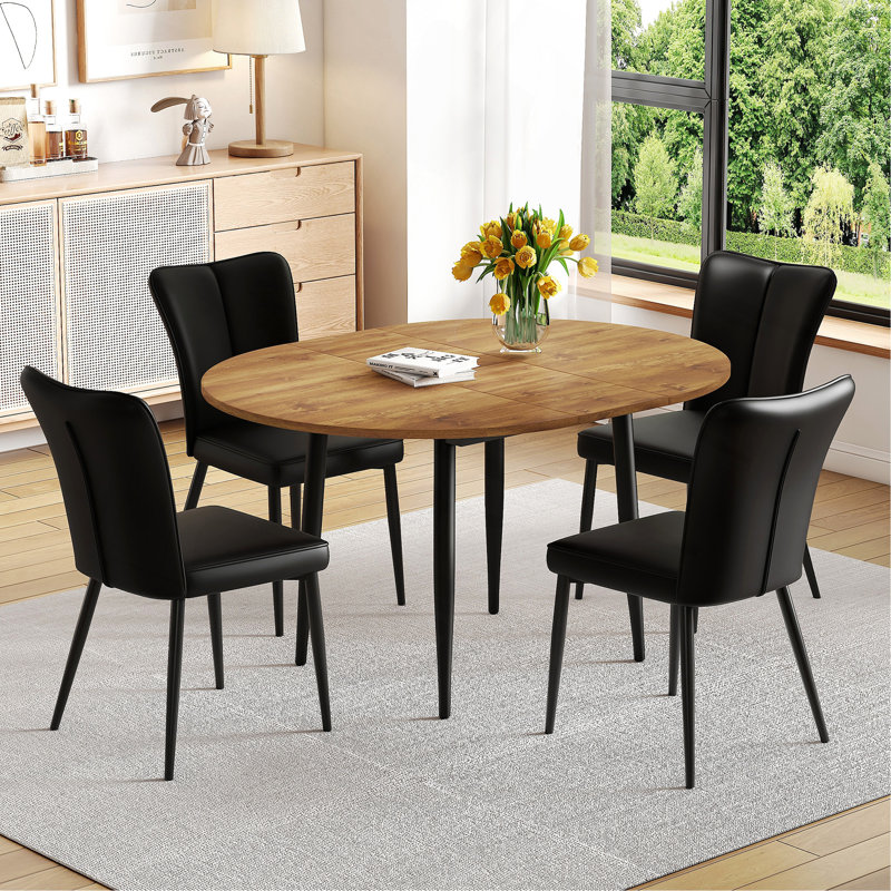 Ensemble de table de salle à manger extensible MDF en bois de style moderne pour des rassemblements polyvalents