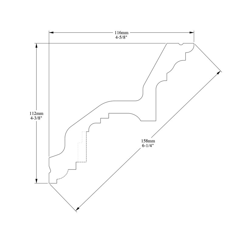 4-3/8 in x 4-5/8 in x 78-3/4 in Dentil Primed White High Density Polyurethane Crown Moulding