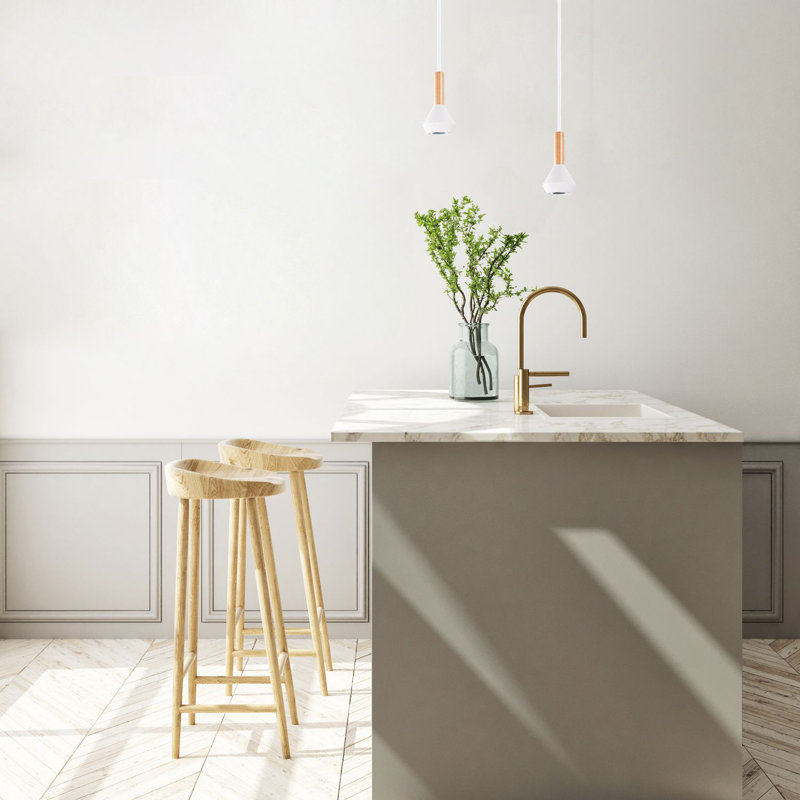 Bagan 1-Light Geometric Pendant, White/Natural, 18.7cm H x 10cm W x 10cm D