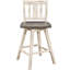 De 2 chaises pivotantes à hauteur de bar, bois d'hévéa massif, patiné, dossier à lattes verticales, mobilier de salle à manger rustique 2 bistro, sièges de salle-46122938-46122937