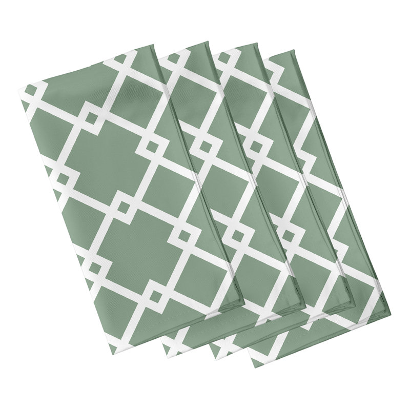 Latatia Polyester Geometric Square Napkin, Green