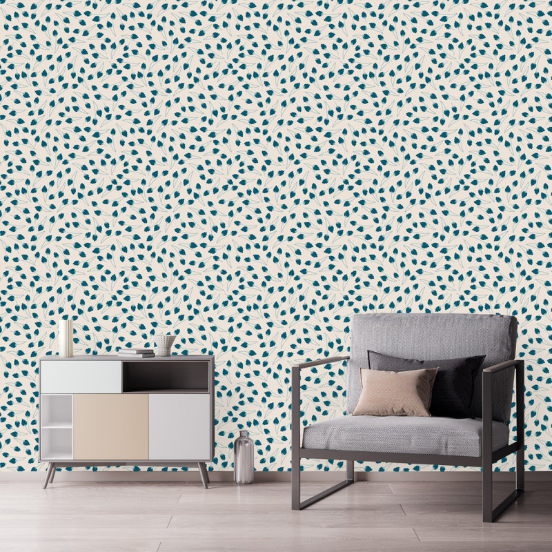 Blue Little Floral Pattern Wallpaper Geometric Tile