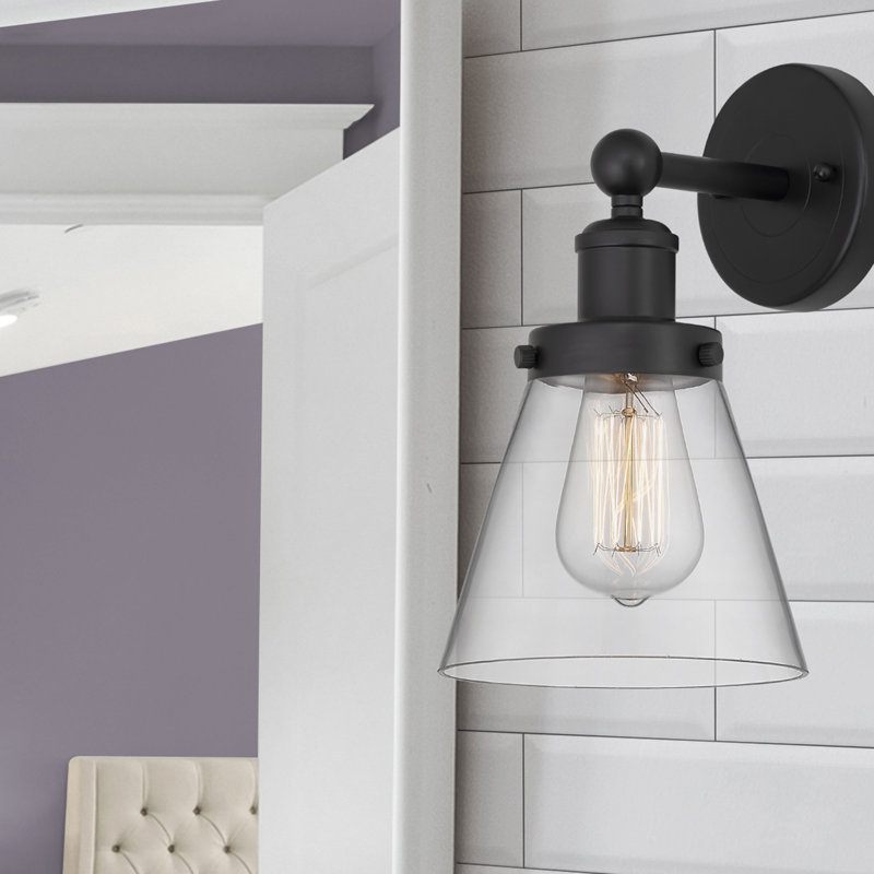 Charenton Steel Armed Sconce, Clear, Matte Black