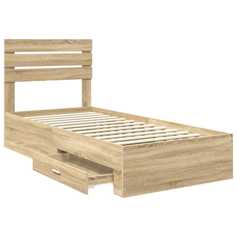 Bed, Silver/Sonoma Oak