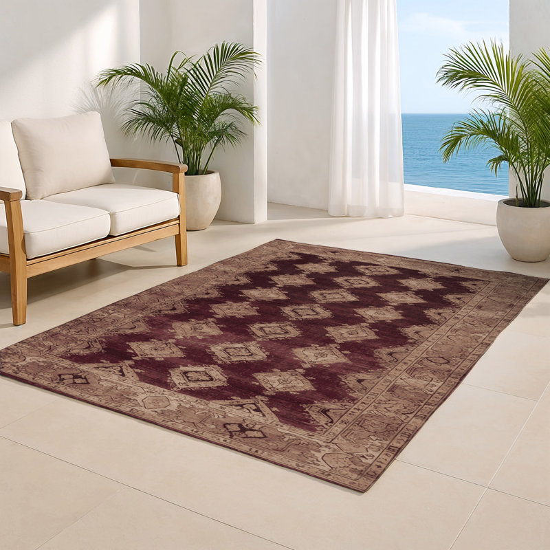 Tapis intérieur et extérieur brun Overdyed, Rectangulaire 8 pi x 10 pi