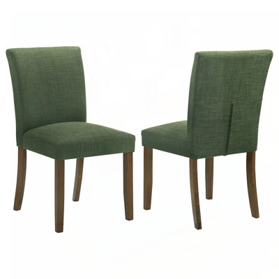 Upholstered Dining Side Chair Set of 2 with Curved Back and Rich Brown Wood Legs for Modern Comfort and Style