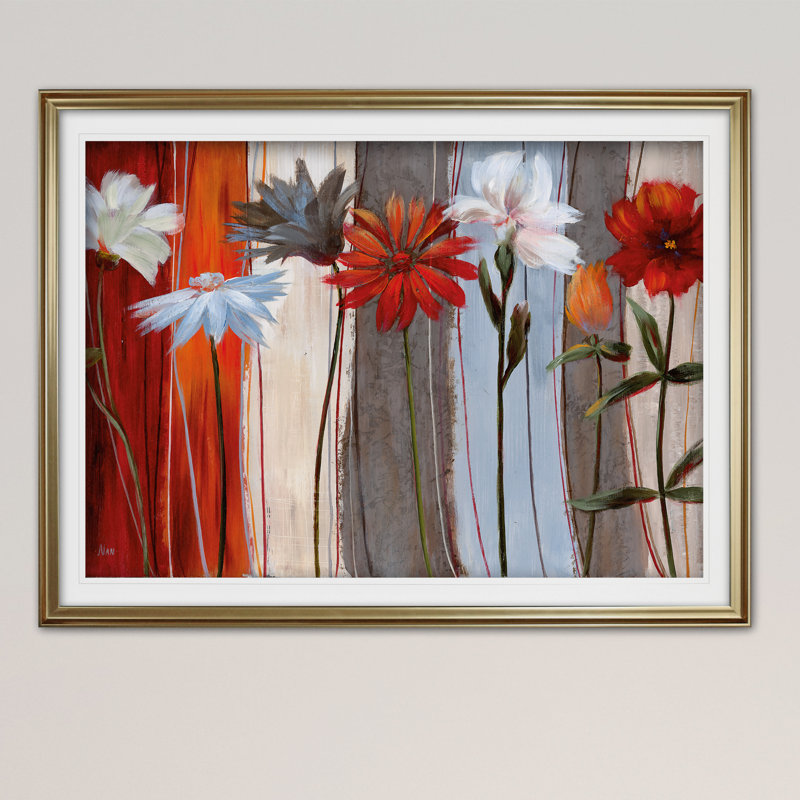 « spring débuts », reproduction de peinture à l’acrylique encadrée, Or, H 30 po x l 40 po x P 1,5 po