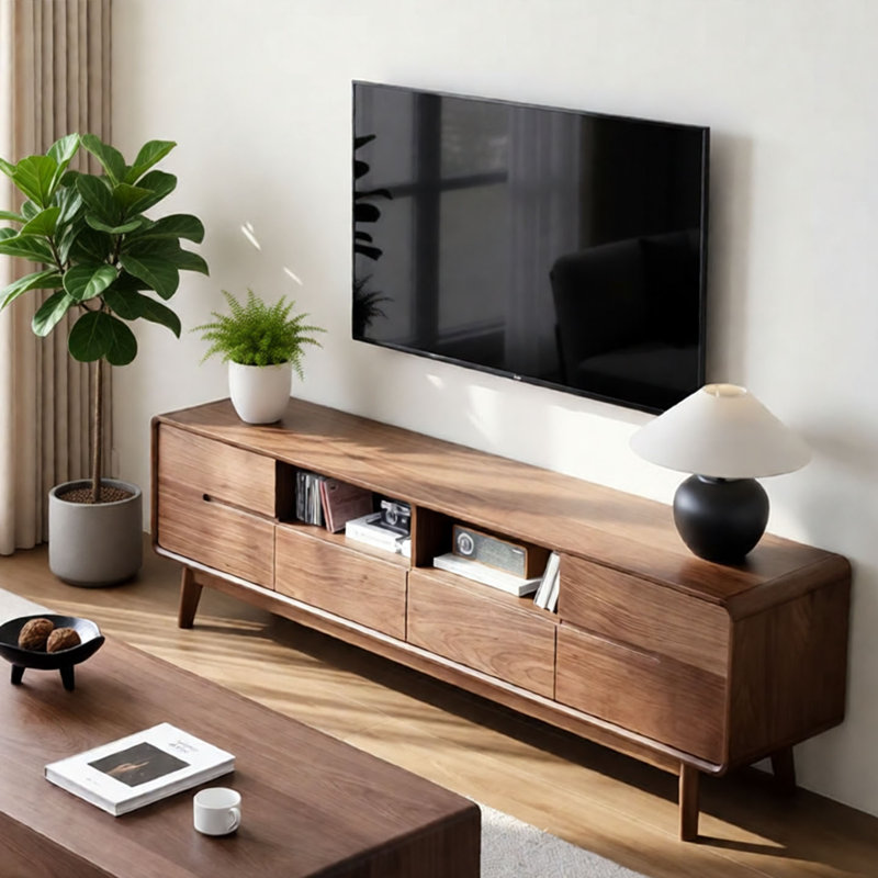 Meuble télé en bois de noyer noir, 22.83" H x 78.74" L x 15.74" W
