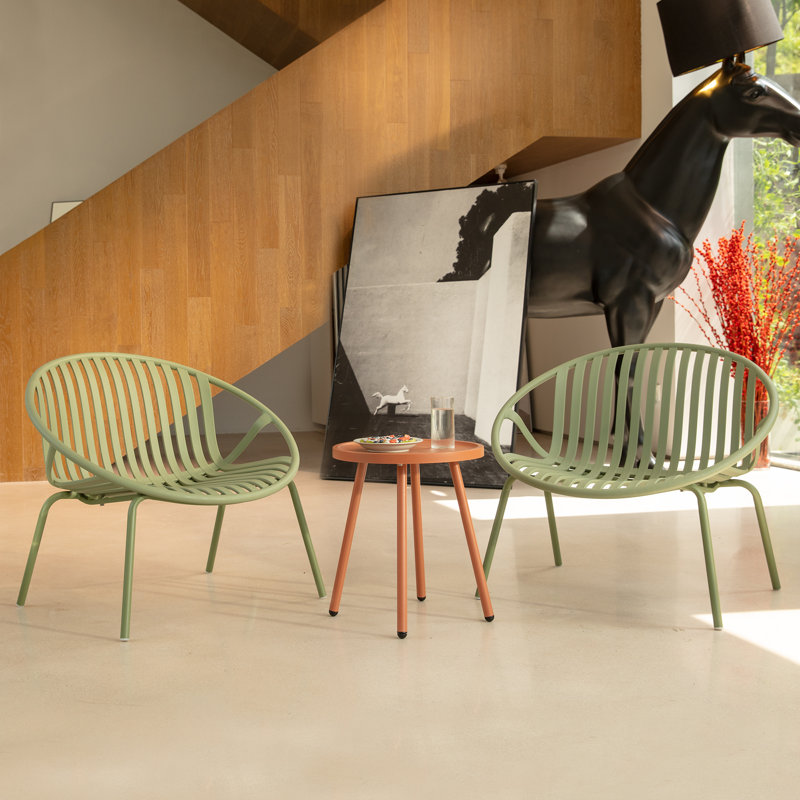 Patio Furniture Set, 3 Piece Resin Weave Seating Group with Table and 2 Resin Chairs, Outdoor Conversation Set for Garden