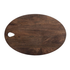 Creative Co-op Round Small Suar Wood Cutting Board with Handle, Natural