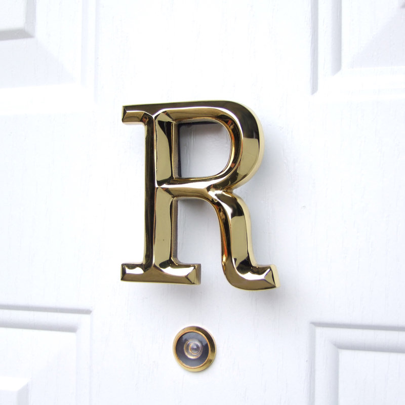 Heurtoir de porte lettre monogramme, Laiton, R