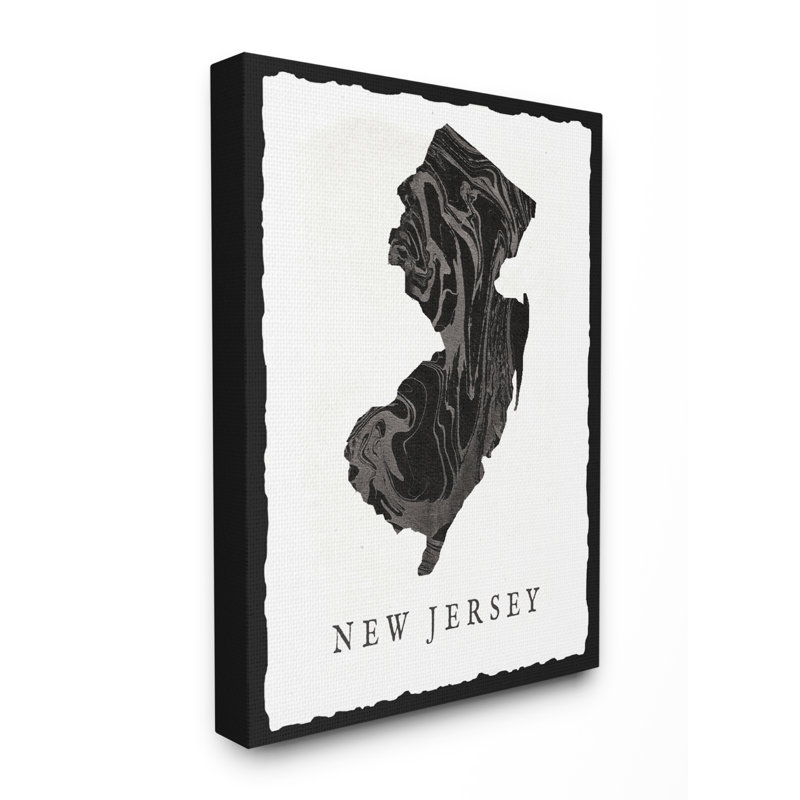 « marbleed paper new jersey state silhouette », impression, Toile tendue, H 20 po x l 16 po x P 1,5 po
