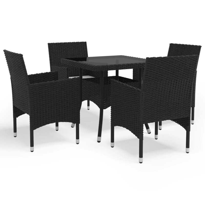 Ensemble bistro carré pour 2 personnes avec coussins, Noir, 4