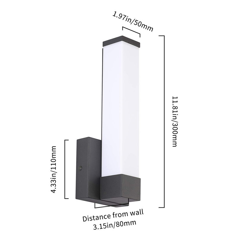 Black Wall Sconce For House Decor LED Wall Lights For Bedroom Bedside Wall Lamp Modern Indoor LED Hallway Sconces Wall Lighting 12" Inch Height 12W 4000K