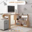 Bureau d'angle en L, bureau à domicile rotatif à 360 degrés avec tablettes de rangement, poste de travail de table d'écriture-1033347106