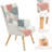 Bohemian Style Accent Chair With Ottoman Set, Patchwork Linen Fabric,330Lbs Capacity-1891844282