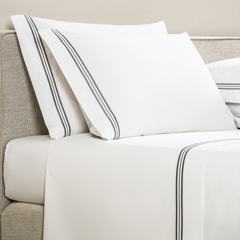 Triplo Bourdon Pillow Case, White/Slate Gray, King