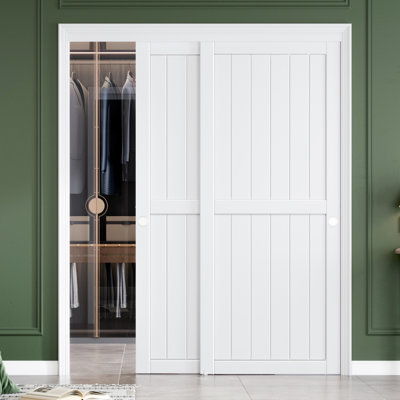 80" White Sliding Closet Doors With Installation Hardware Kit