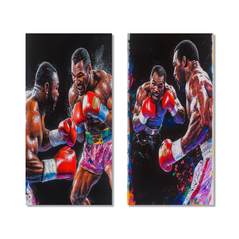 Championnats de boxe rouges et noirs «I» - ensemble de 2 décorations murales en métal, 32" H x 32" W