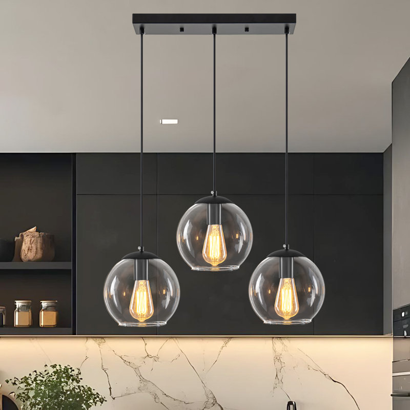 3-light Globe Glass Pendant