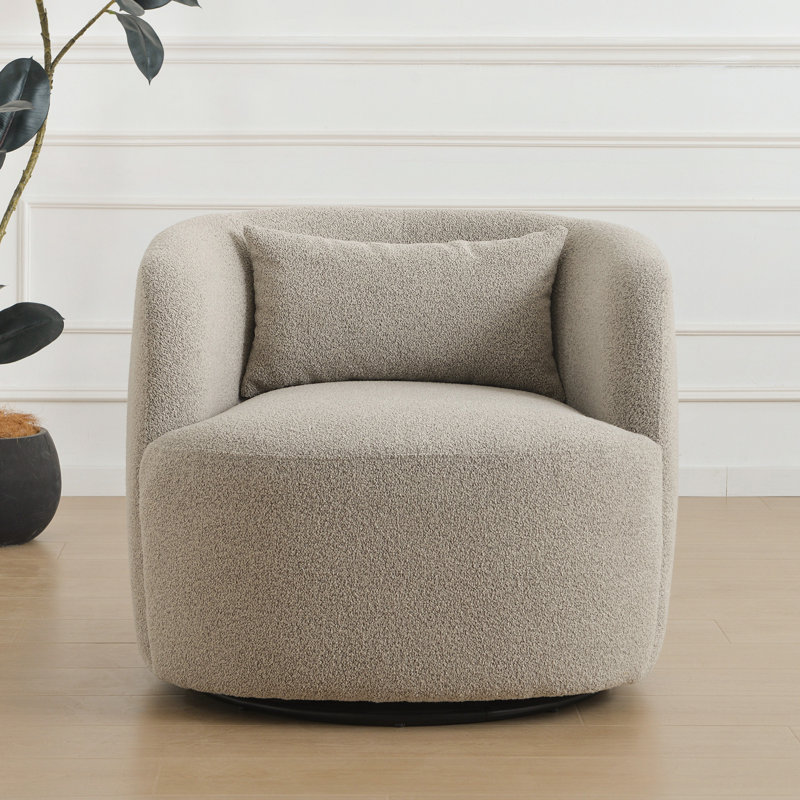  Aria Upholstered Swivel Armchair with Ottoman, Taupe