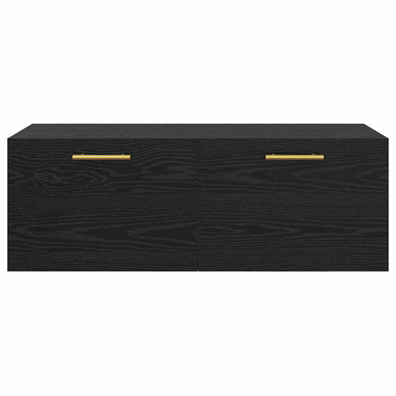 vidaXL Wall Cabinet Wall-mounted Engineered wood Storage Unit Rustic Design, Black Oak/Gold