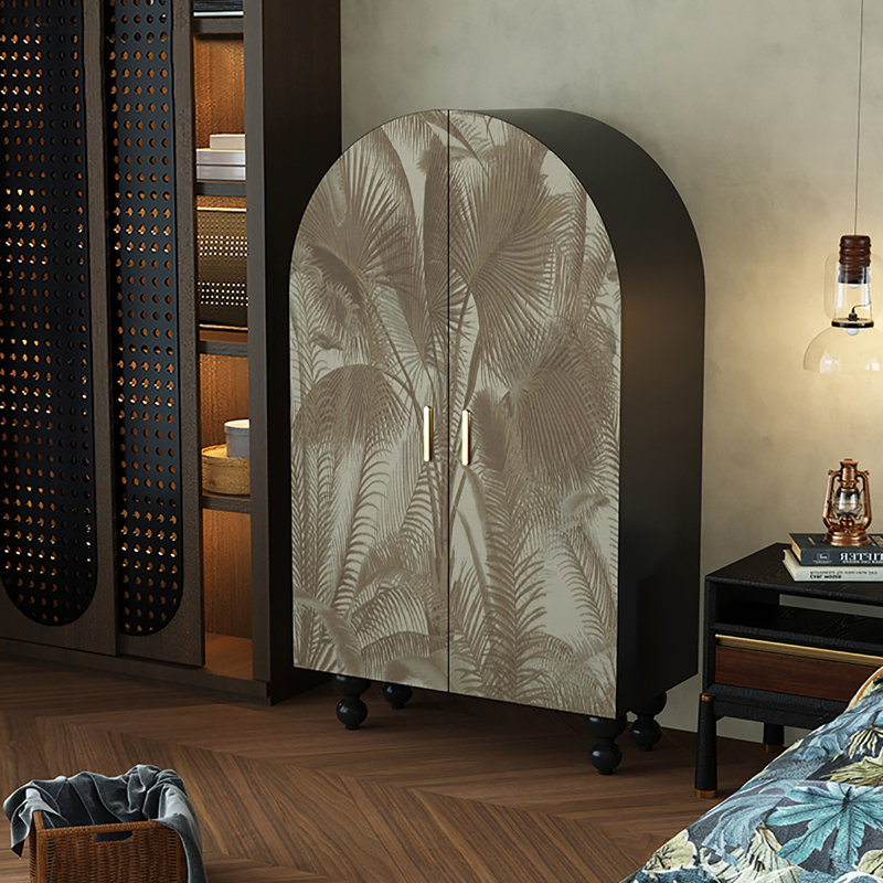 Légère garde-robe de chambre de luxe à décor français, Noir/gris
