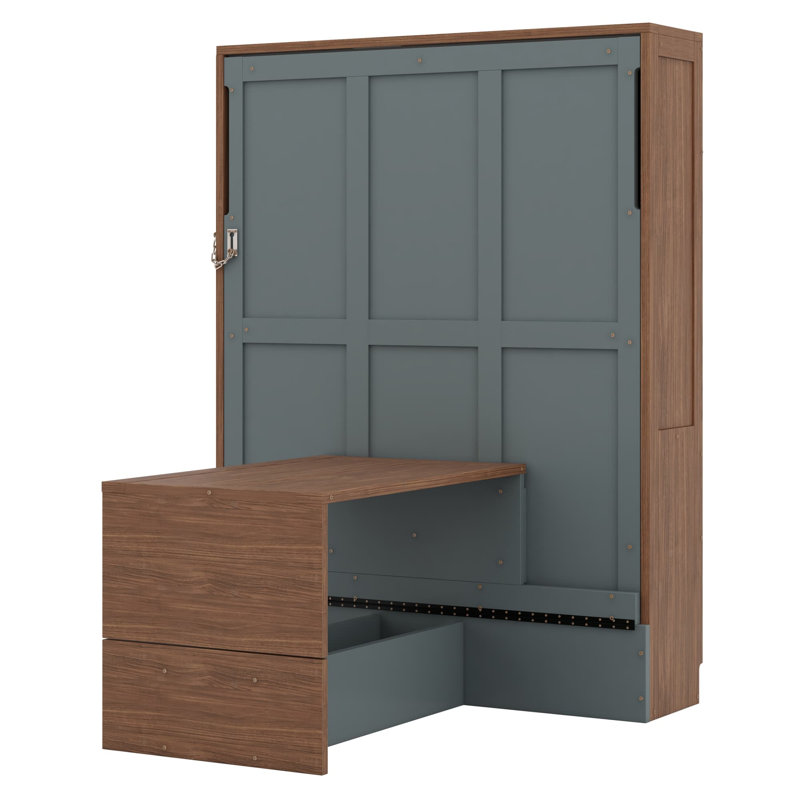 Murphy Bed With Foldable Desk, Gray