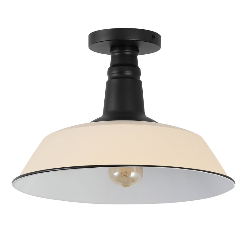 Plafonnier semi-encastré 1 lumière 14 po, Amande mate