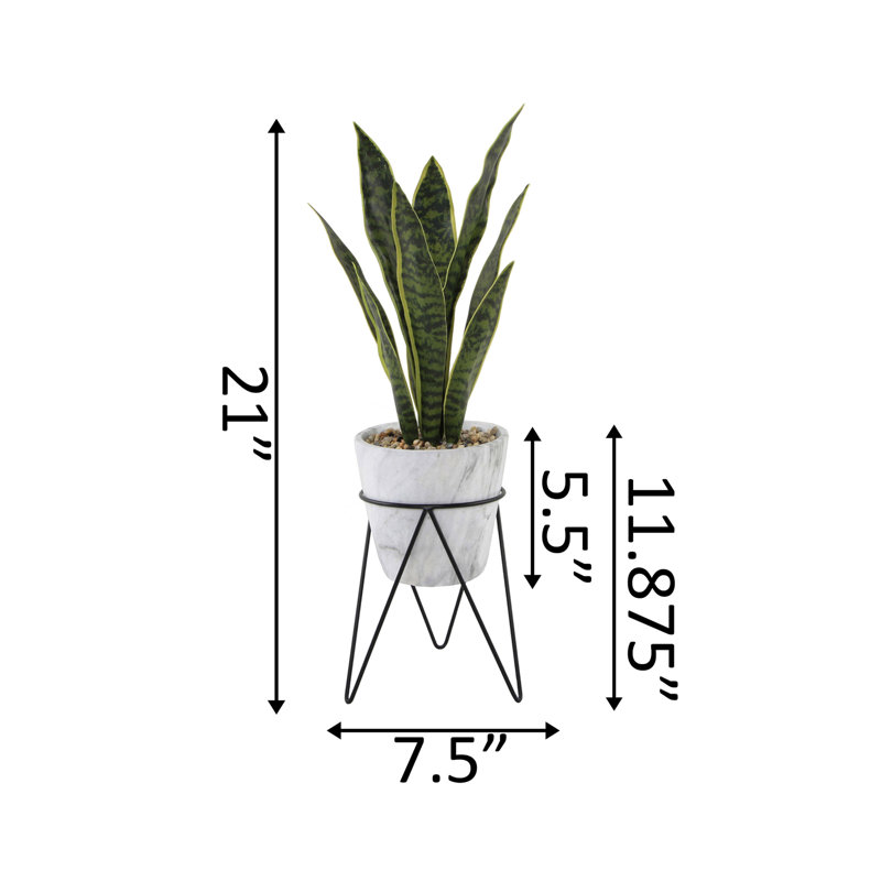 21'' Faux Snake Plant (Sansevieria) Plant in Stone Planter