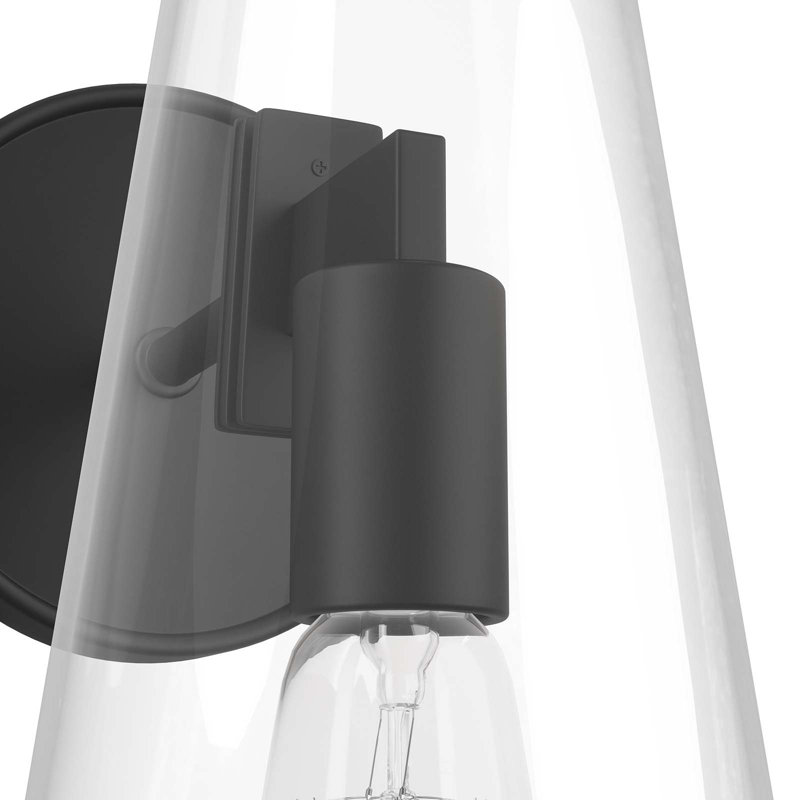Modway Beacon 1-Light Wall Sconce, Clear, Black