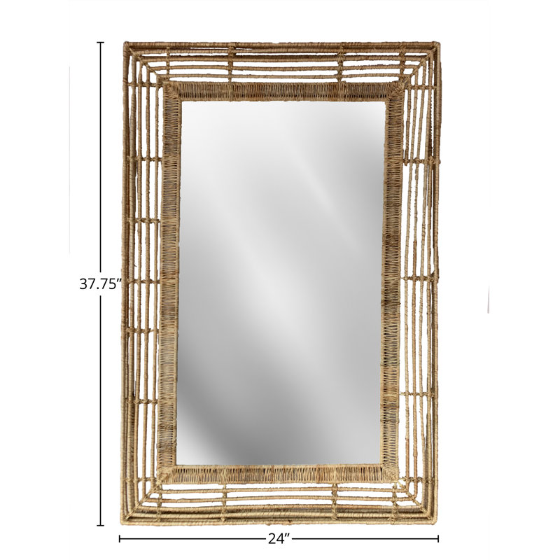 Beehive Flat Jute Beveled Wall Mirror
