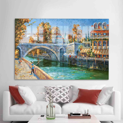 Autumn Landscape Tempered Glass Wall Art Featuring Sochi River Scene Ideal For Modern Home Decoration