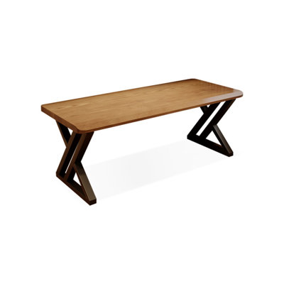 Brown + Black Rectangular Solid Wood + Iron desk