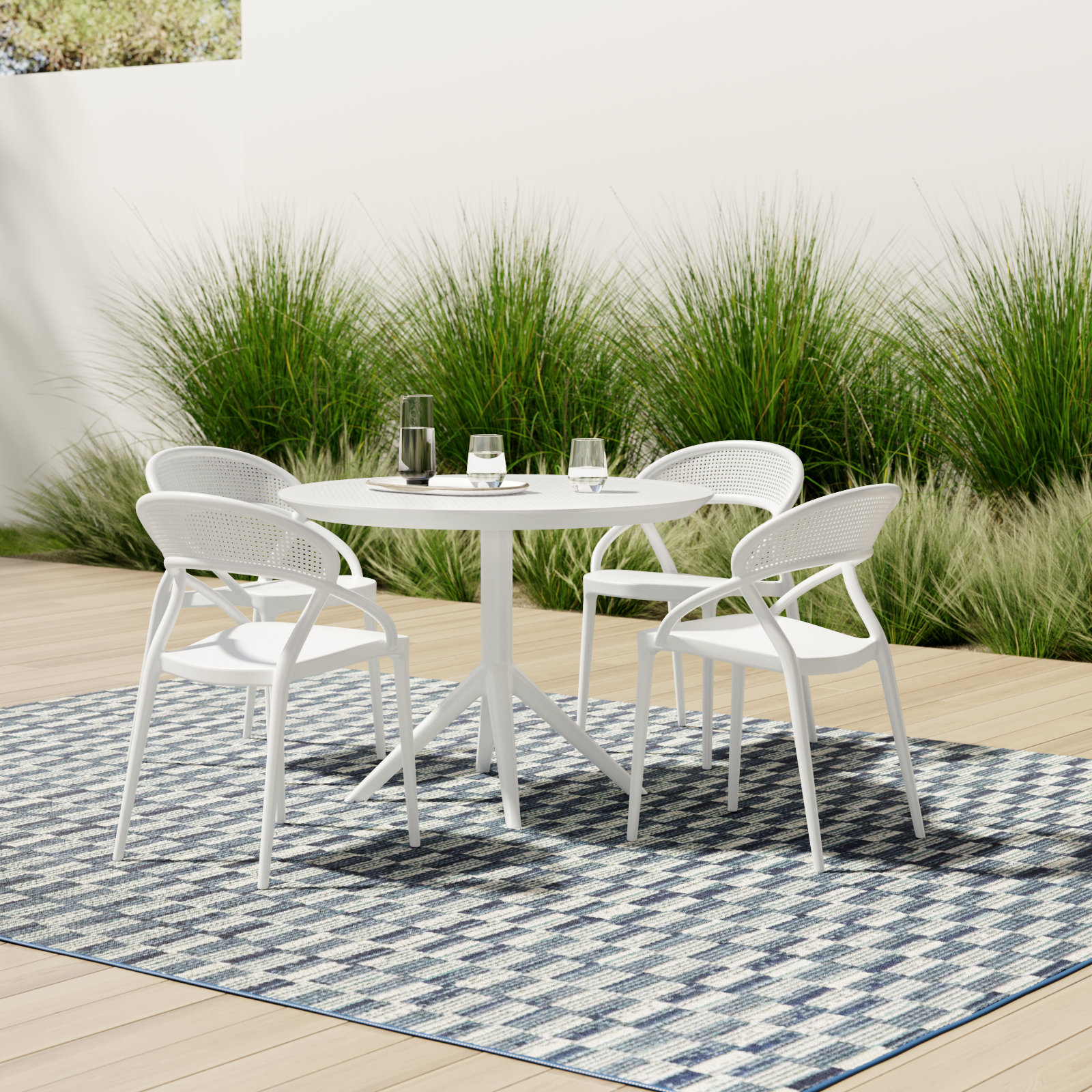 Farrah 41" Patio Dining Set, White