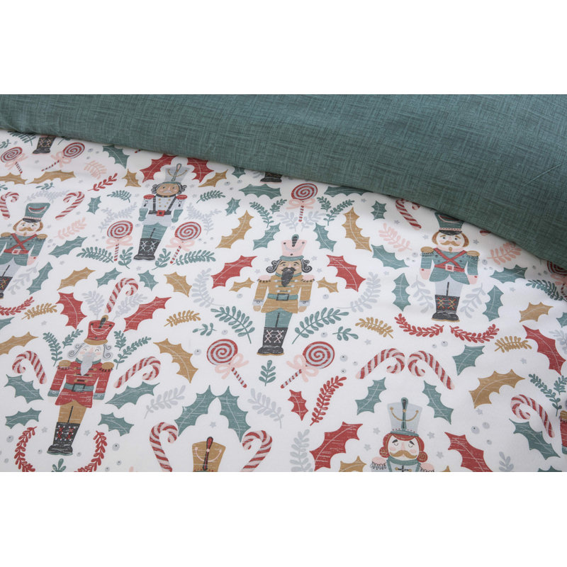 Nutcracker Microfiber Microfiber Abstract Duvet Cover with Pillowcases, White, Single Duvet Cover + 1 Standard Pillowcase