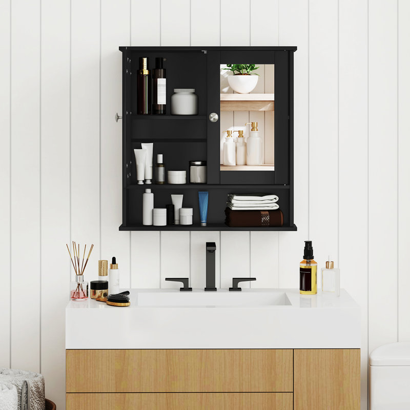 W H Medicine Cabinet Mirror, Black