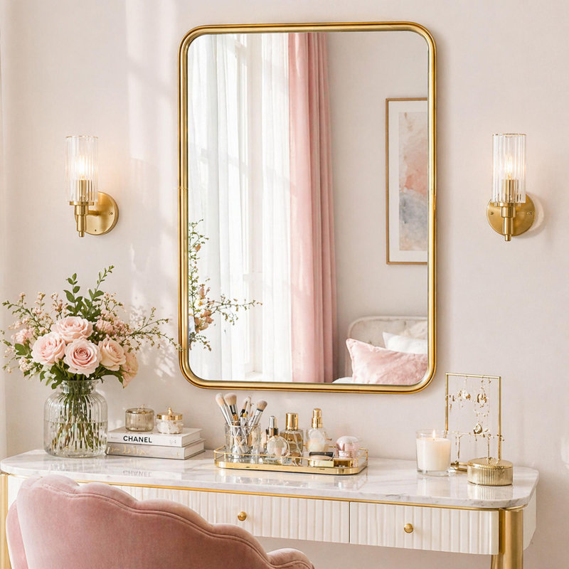 Miroir d'appoint mural en métal peint