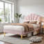 Aarna Velvet Upholstered Bed-372925954-372925955