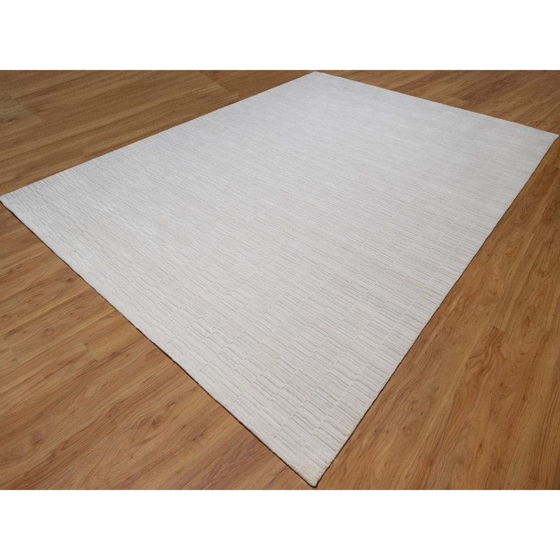 Tapis oriental tissé à la main 10 pi x 14 pi en polyester 10 pi x 14 pi de style marguerite blanche moderne